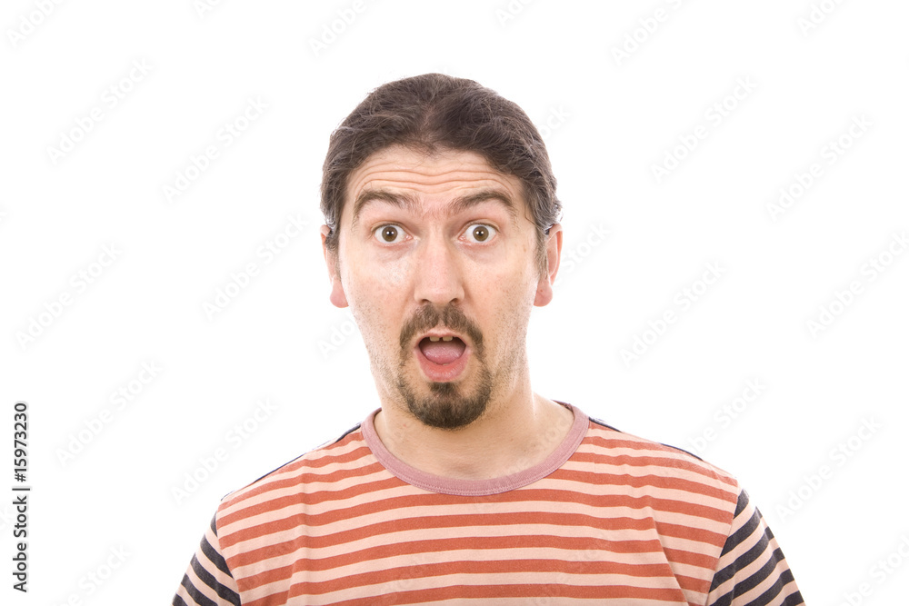 young casual man open the mouth, isolated on white young casual man open the mouth, isolated on white