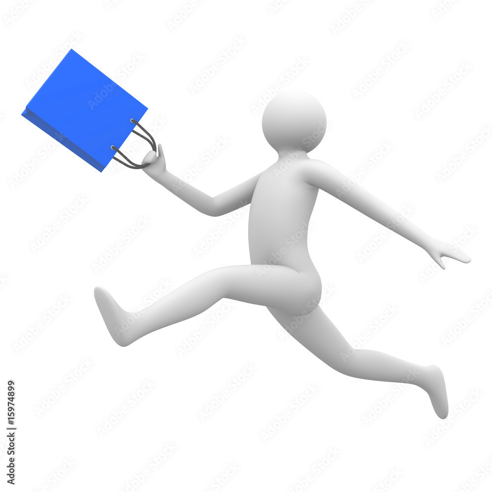 3d human happy shopping