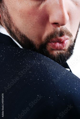 Dandruff issue on man's sholder photo