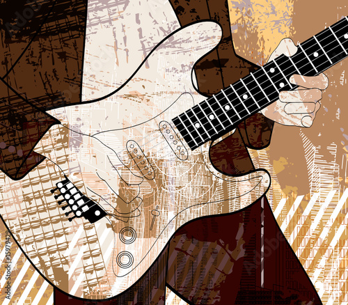 guitar player on grunge background