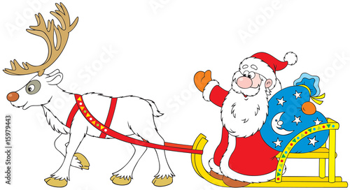 Santa Claus driving in the ...