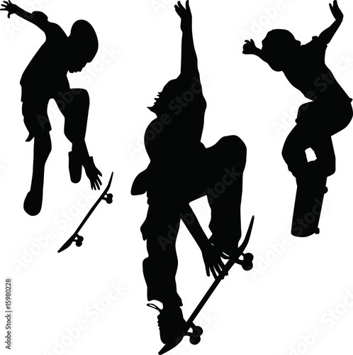 set of three skaters silhouette vector