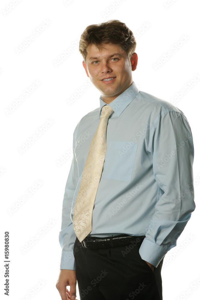 The young businessman isolated on a white background The young businessman isolated on a white background
