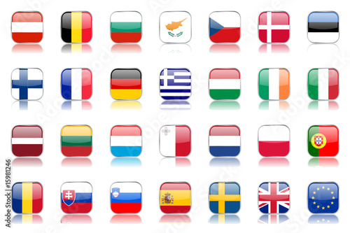 European Union Flag Buttons (with reflection)