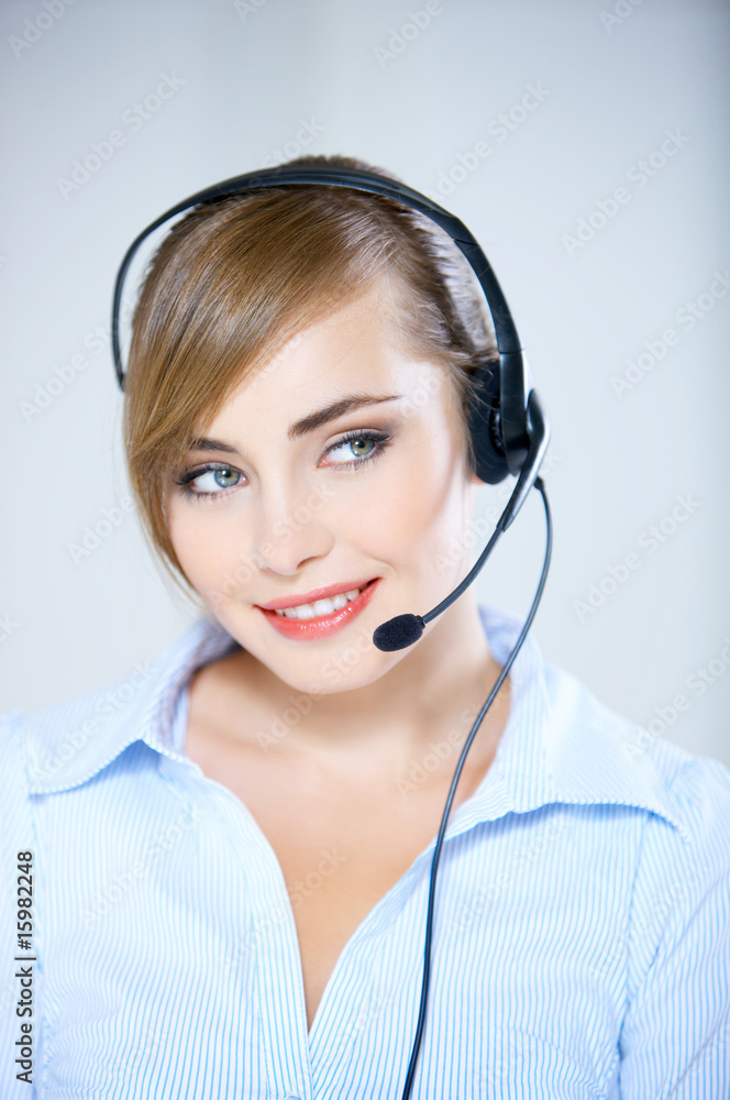 Portrait of beautiful business woman with headset Portrait of beautiful business woman with headset