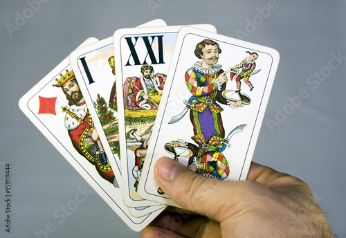 High tarot cards in the hand.