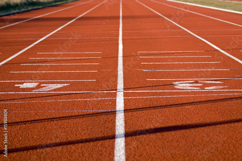 Part of the starting lanes of a race track