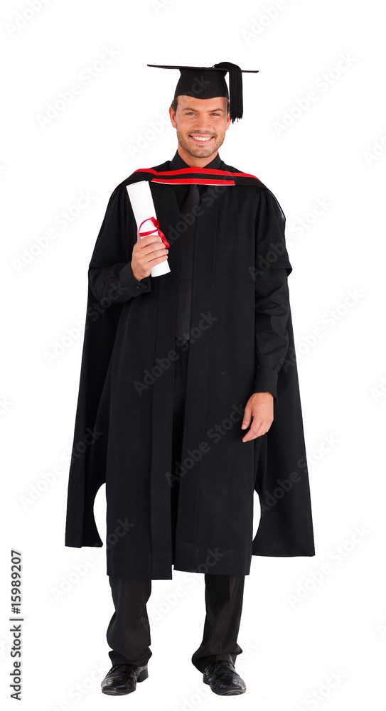Happy graduate with his diploma Happy graduate with his diploma