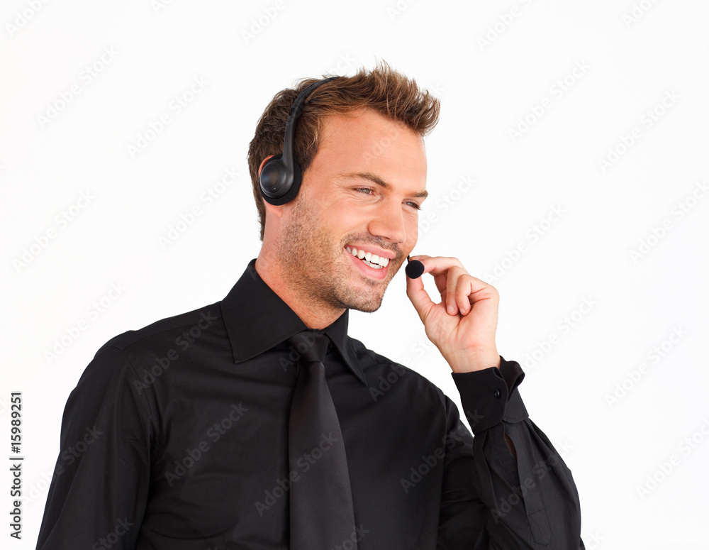 Smiling customer service representative man Smiling customer service representative man