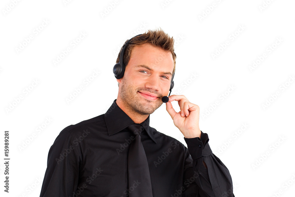 Confident customer service representative man Confident customer service representative man