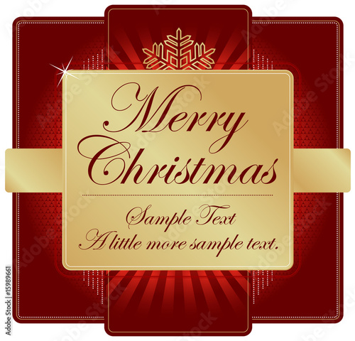 Ornate Red & Gold Christmas Label with room for your own text