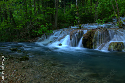 Waterfalls in the forest in spring