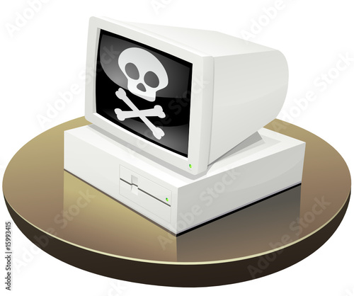 Ordinateur des années 80 pirate (détouré)