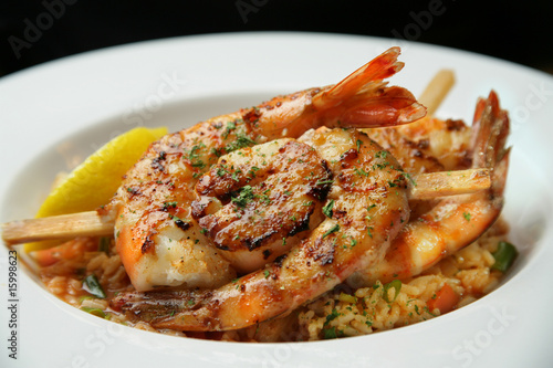 Shrimp and Scallop Kabobs with Rice