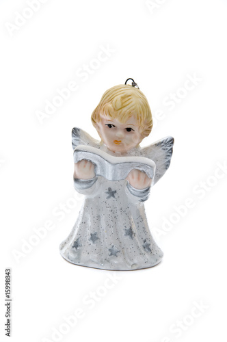 Angel with painted stars reading book