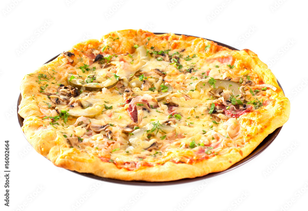 Pizza with mushrooms and cheese