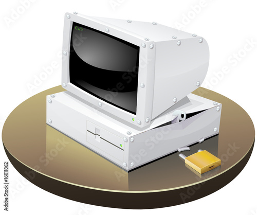 Ordinateur des années 80 fracturé (détouré)