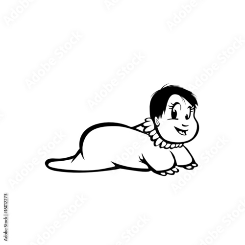 baby crawling in pajamas b&w