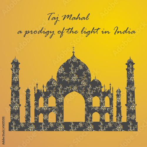Taj Mahal on yellow background