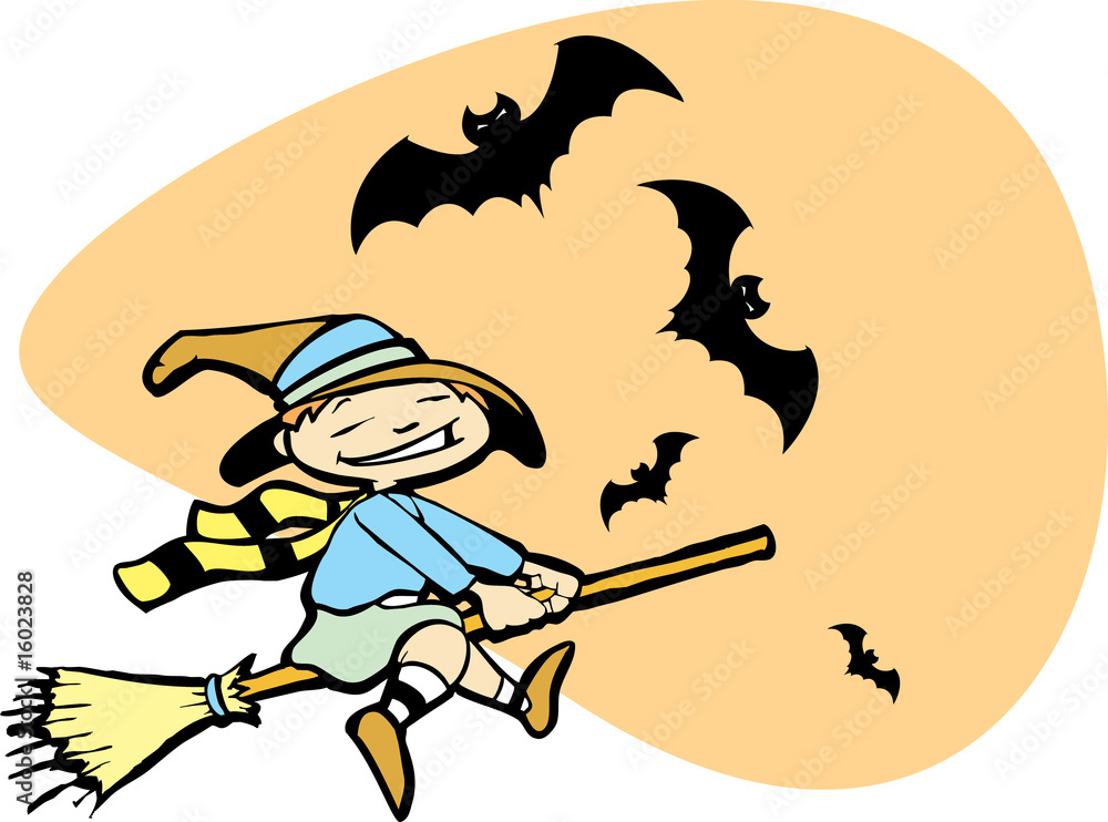 Fototapeta premium Young Witch with Bats