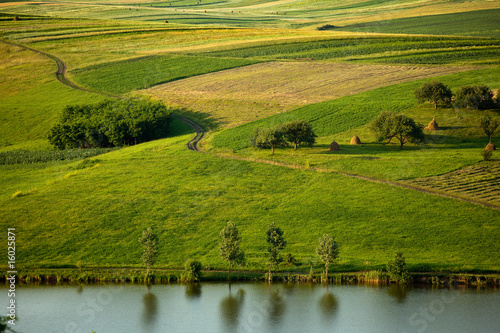 Fototapeta Naklejka Na Ścianę i Meble -  Green fields and water