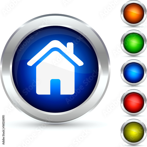 Home detailed button. Vector illustration.