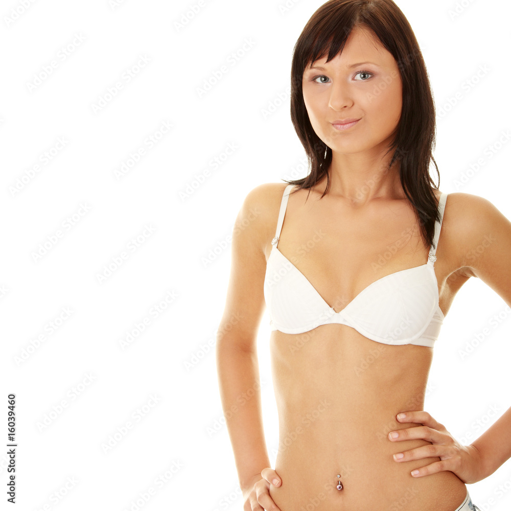 Young sexy woman in bra and jeans Young sexy woman in bra and jeans