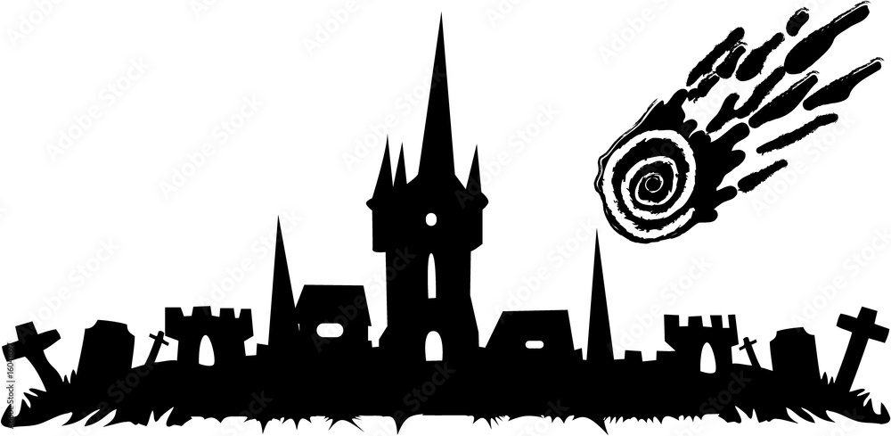 the vector halloween cemetery and castle banner
