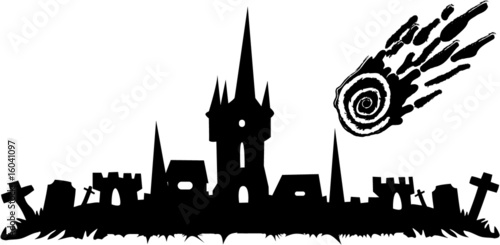 the vector halloween cemetery and castle banner