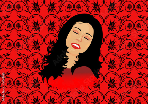 Illustration of a beautiful woman in dreams
