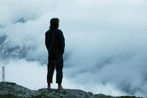 Man silhouette in mountains