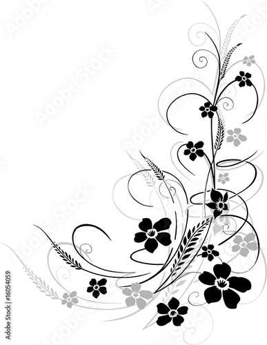 Blume, Ranke, filigran, floral, mit Gräsern und Ähren