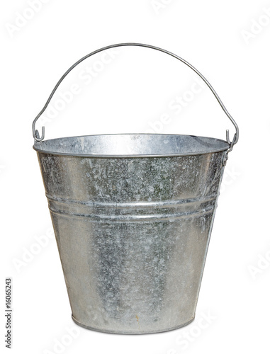 metal bucket isolated with clipping path