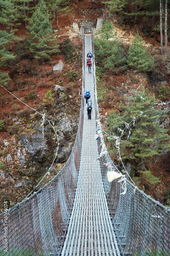Rope bridge on Everest trek in Himalaya, Nepal