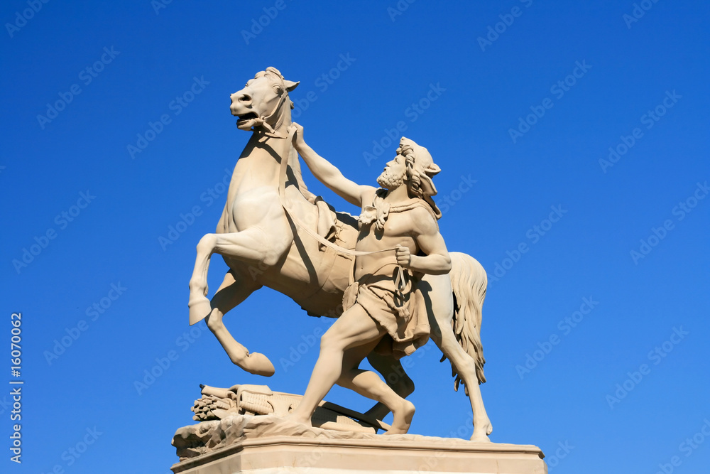 Statuary man and his horse (Schwerin, Germany)