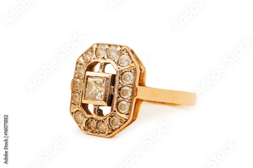 Golden ring isolated on the white background