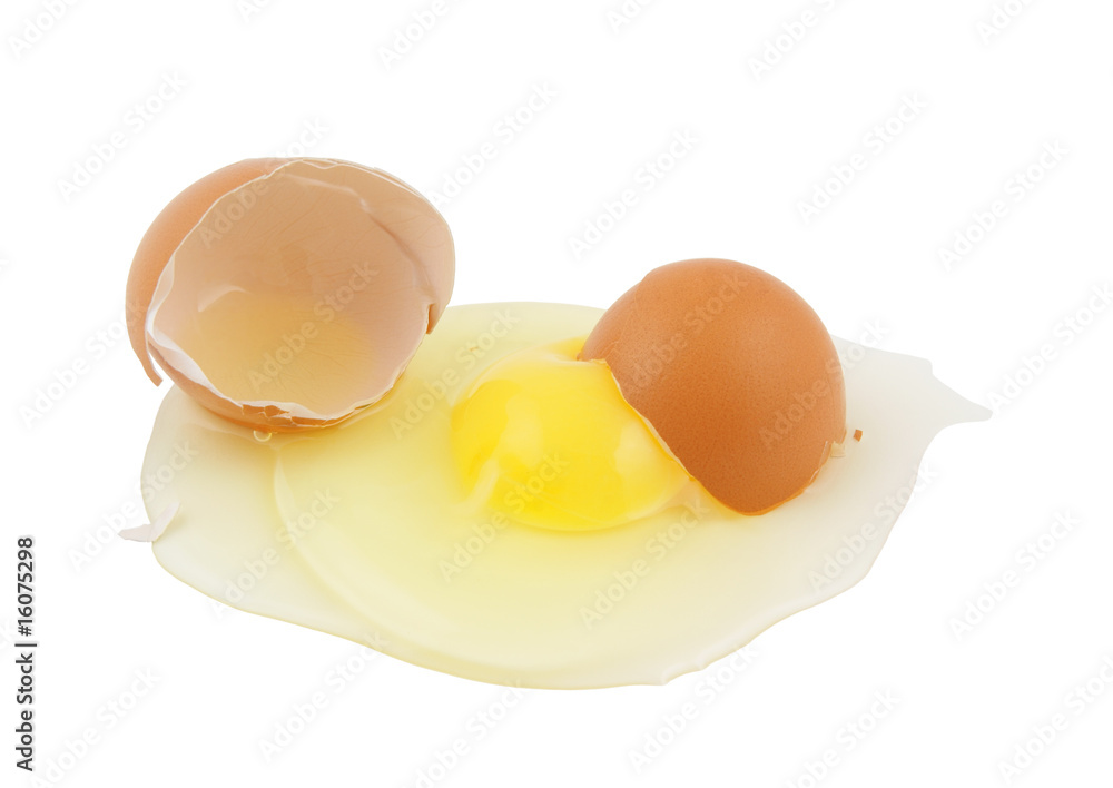 Broken egg isolated on white background