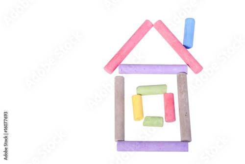 Hut made of color chalks