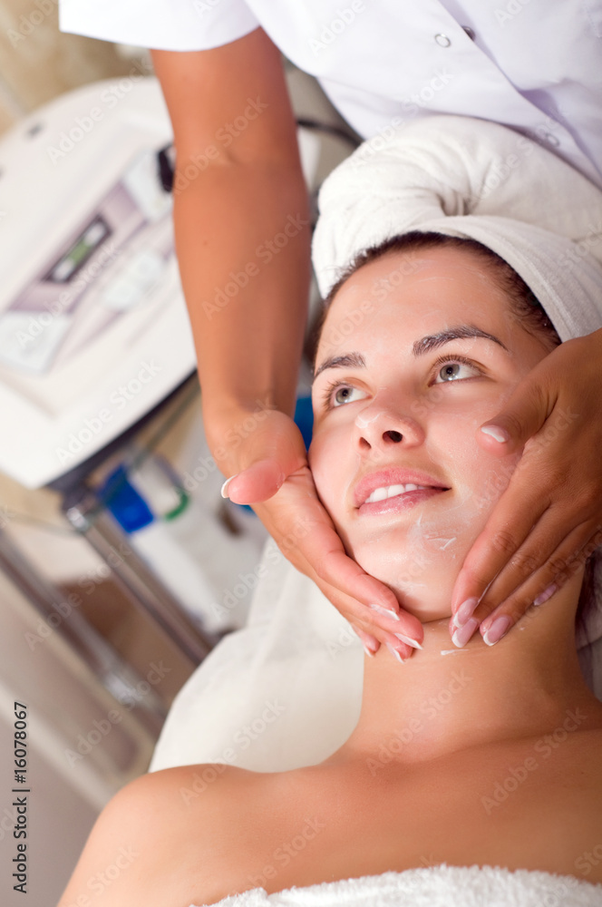 Young woman getting skin cleaning at beauty salon (shallow dof) Young woman getting skin cleaning at beauty salon (shallow dof)