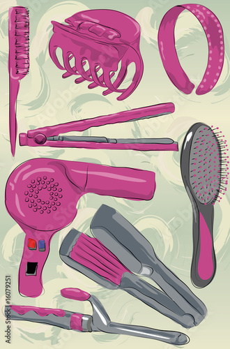 Collection of messy hand drawn hair care products