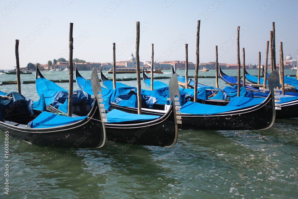 Traditional Venice gondolas