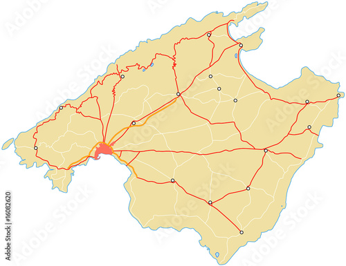 Karte von Mallorca ohne Beschriftung als Vector