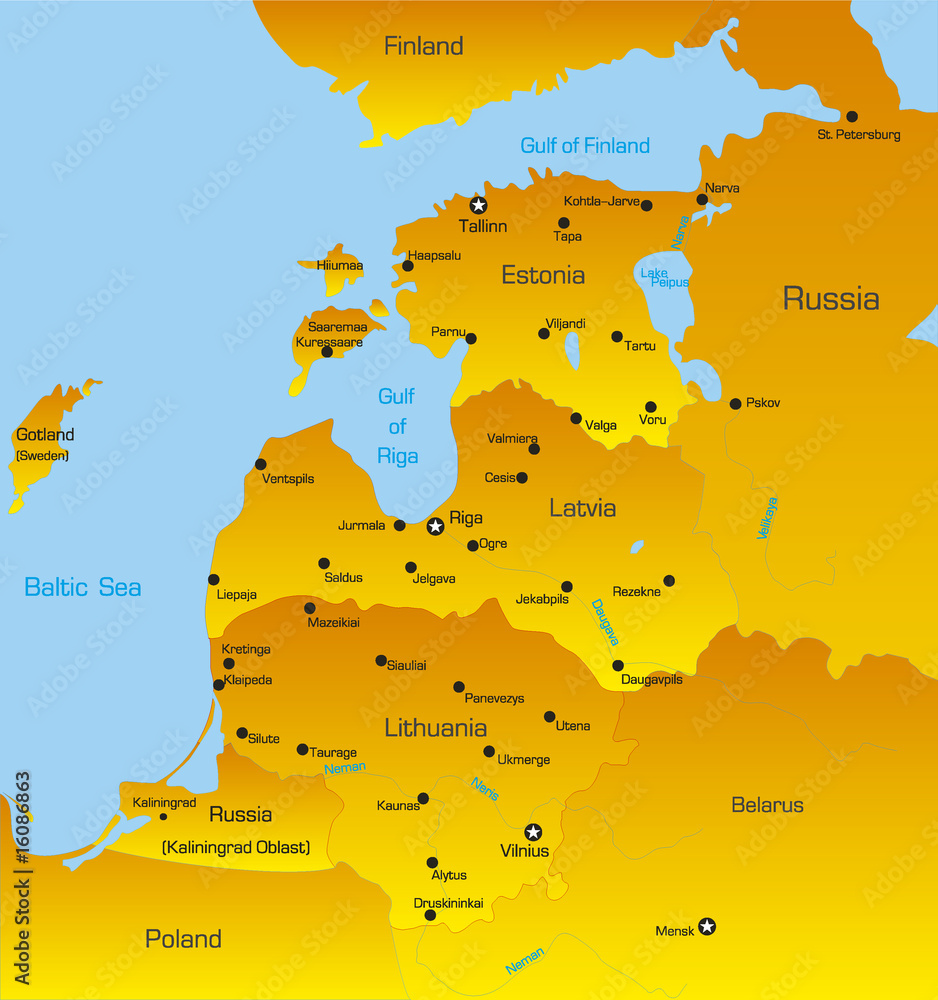 Obraz premium Map of Baltic region countries