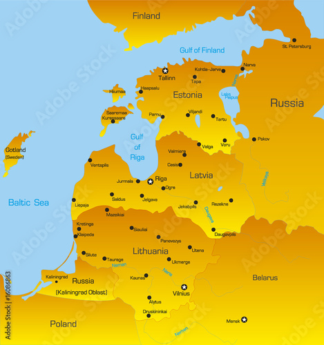 Map of Baltic region countries