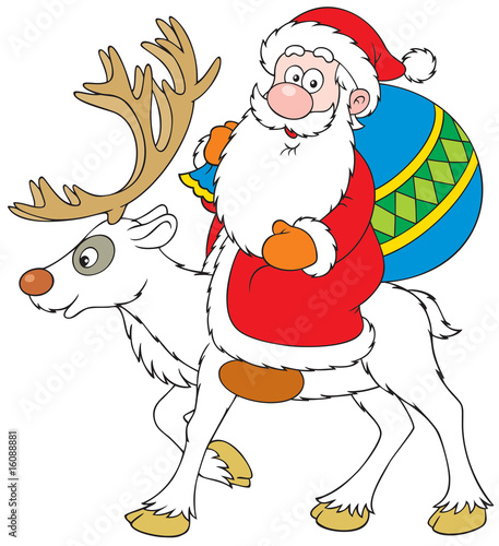 Santa Claus riding on Reindeer