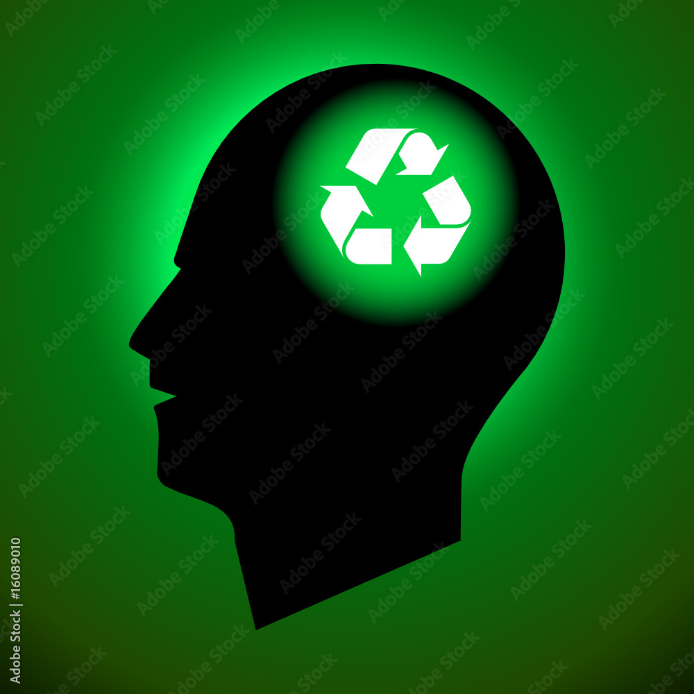 Human Head with Recycling Sign Human Head with Recycling Sign