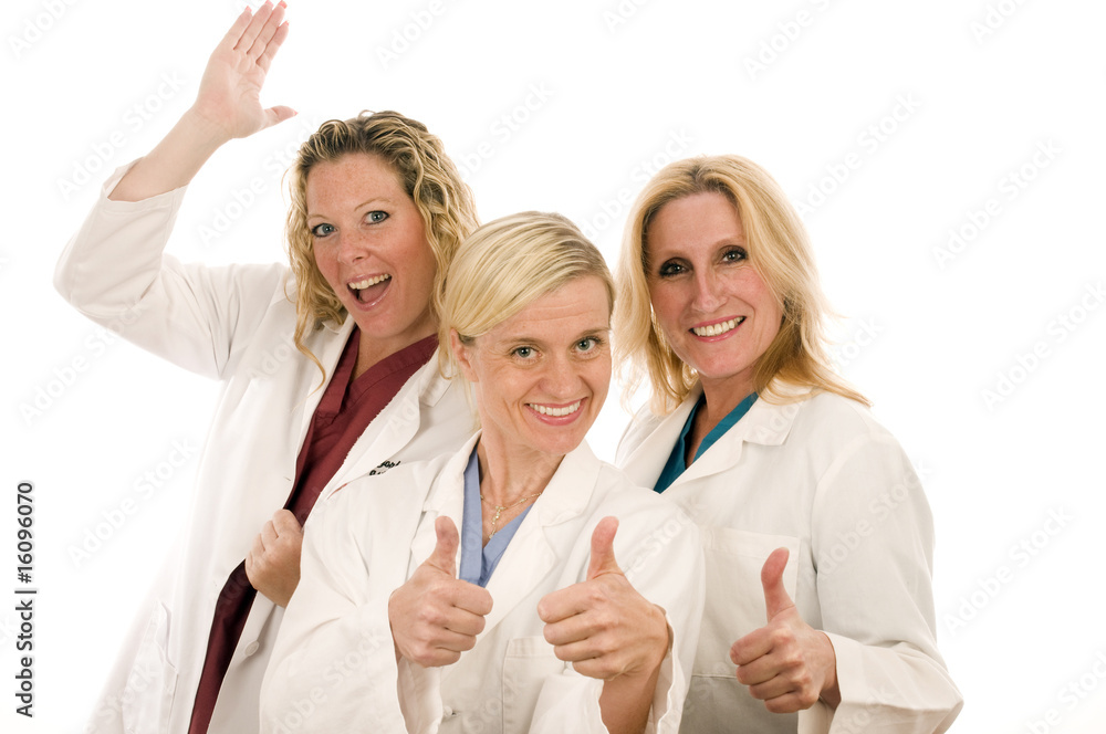 three nurses medical females with serious expression three nurses medical females with serious expression