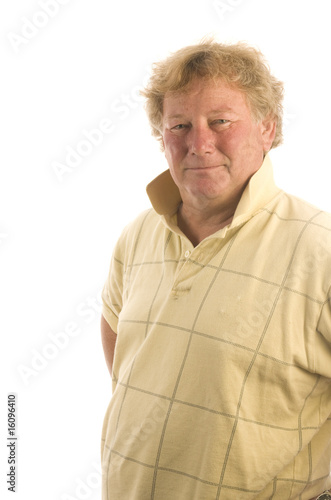 handsome senior middle age man with big belly photo