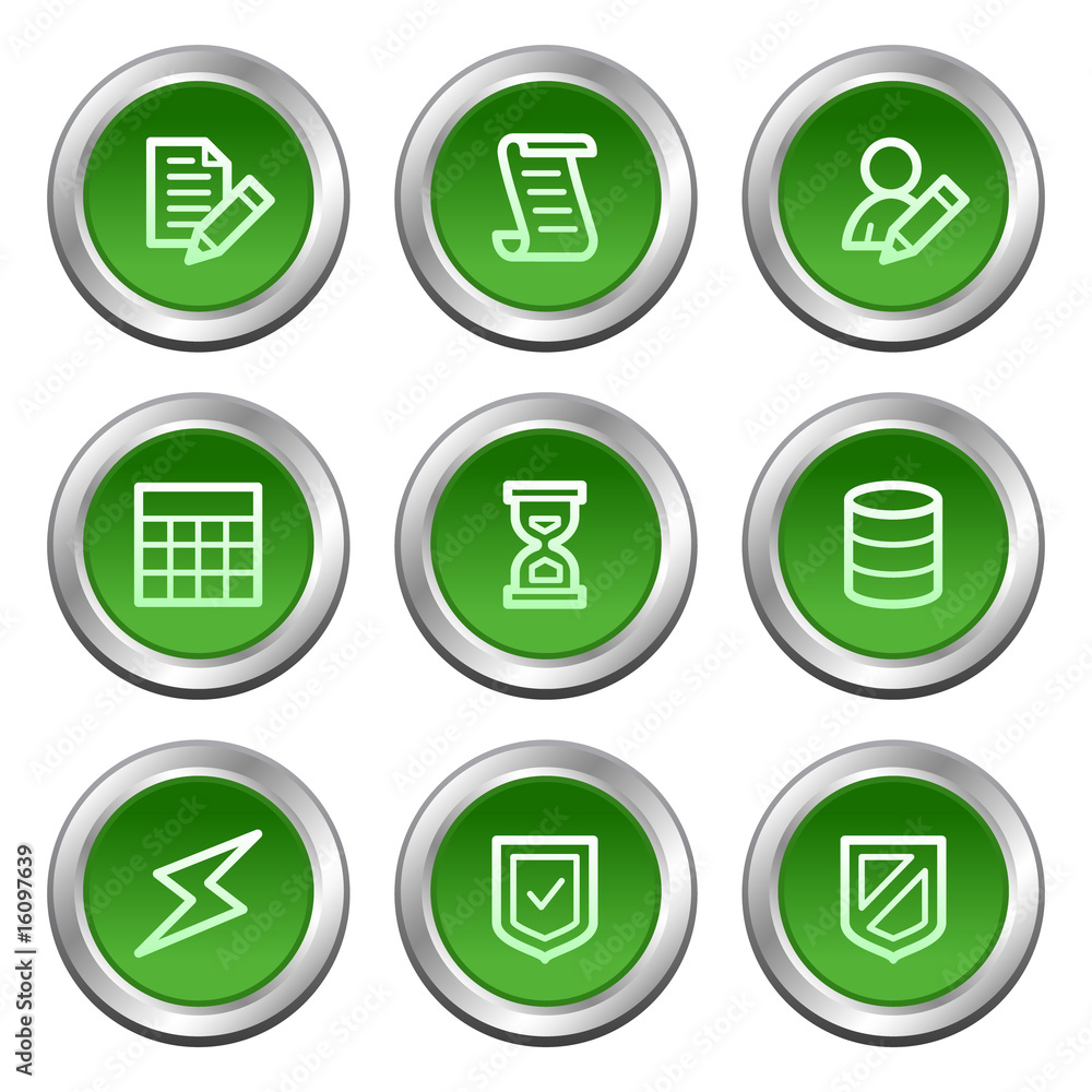 Database web icons, green circle buttons series Database web icons, green circle buttons series