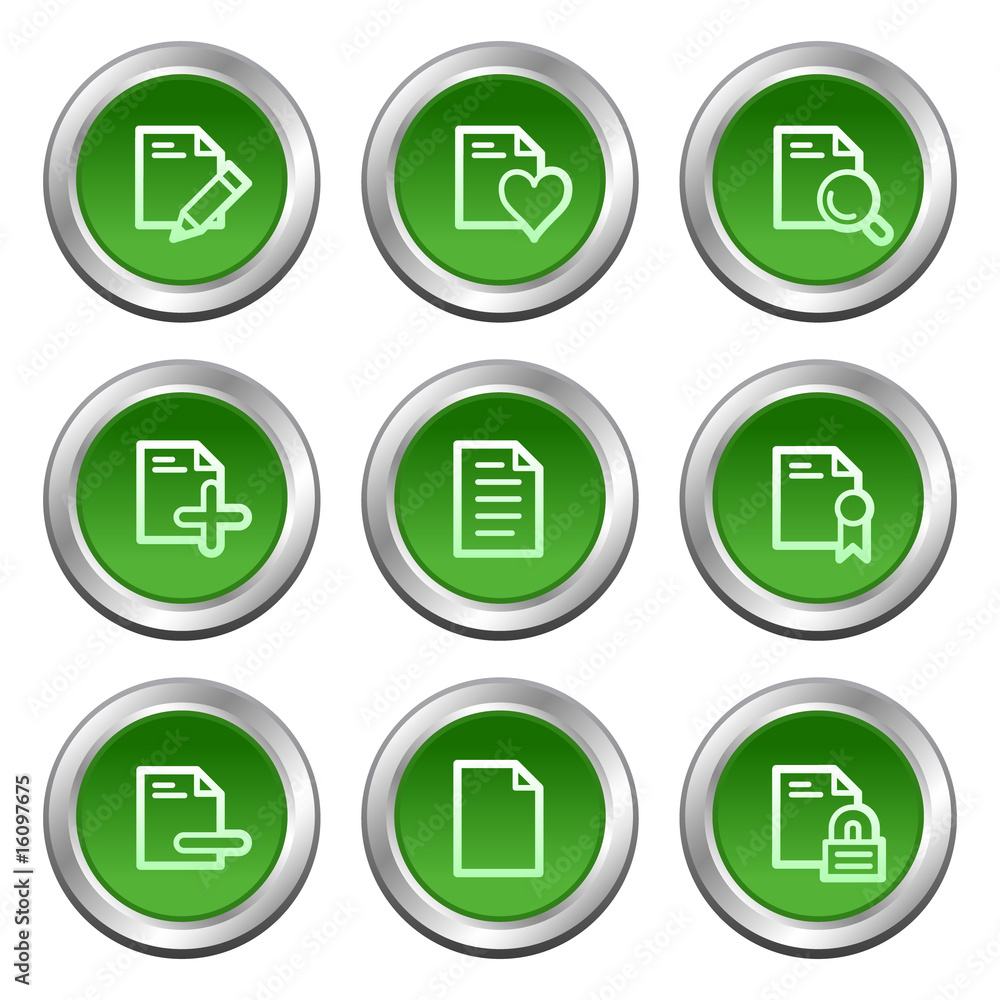 Document web icons set 2, green circle buttons series Document web icons set 2, green circle buttons series